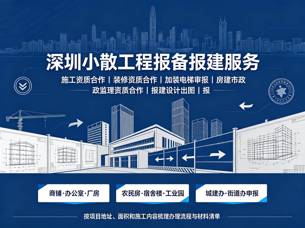 深圳小散工程报备代办与施工资质挂靠：商铺、办公室、厂房项目怎么准备